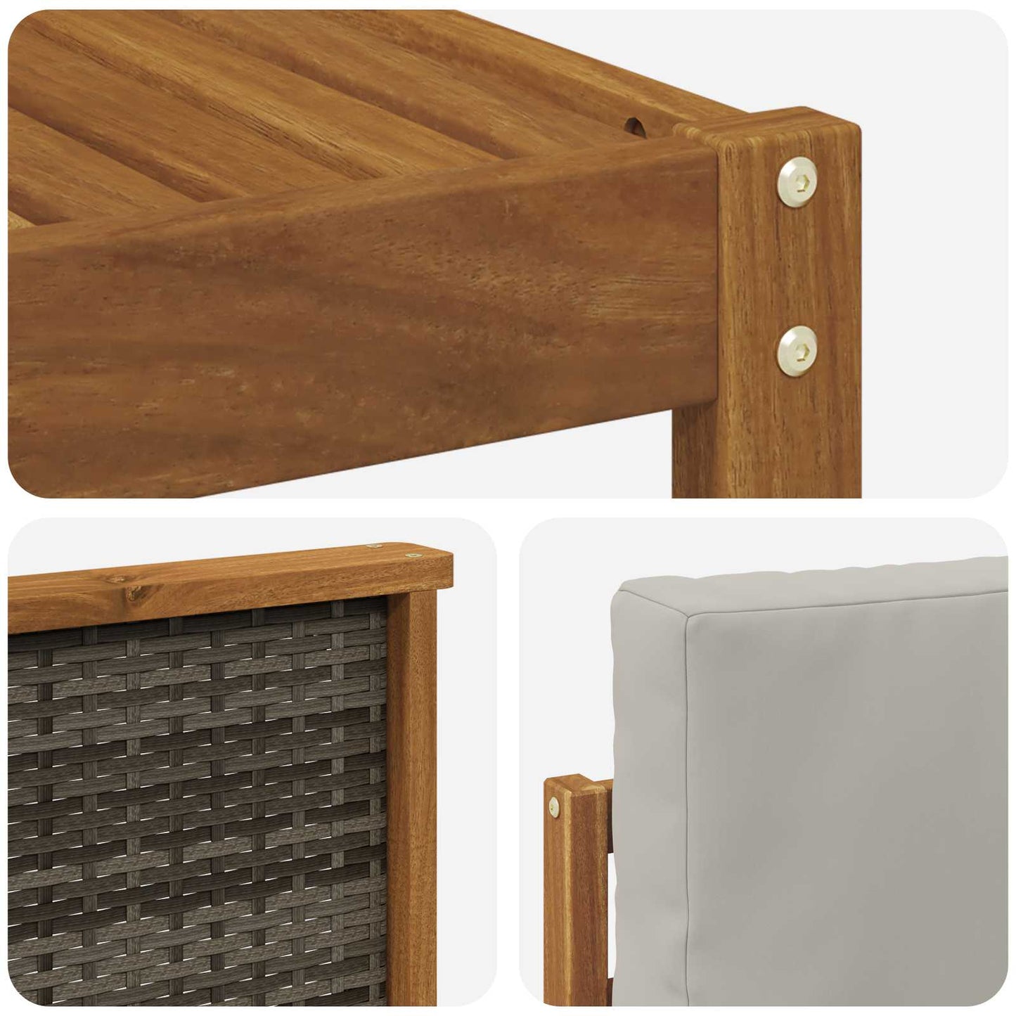 Set di divani da esterno 8 pcs Naturale e Grigio Chiaro
