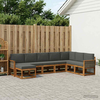 Set di divani da esterno con cuscino 8 pcs Naturale e Antracite
