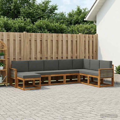 Set di divani da esterno con cuscino 8 pcs Naturale e Antracite