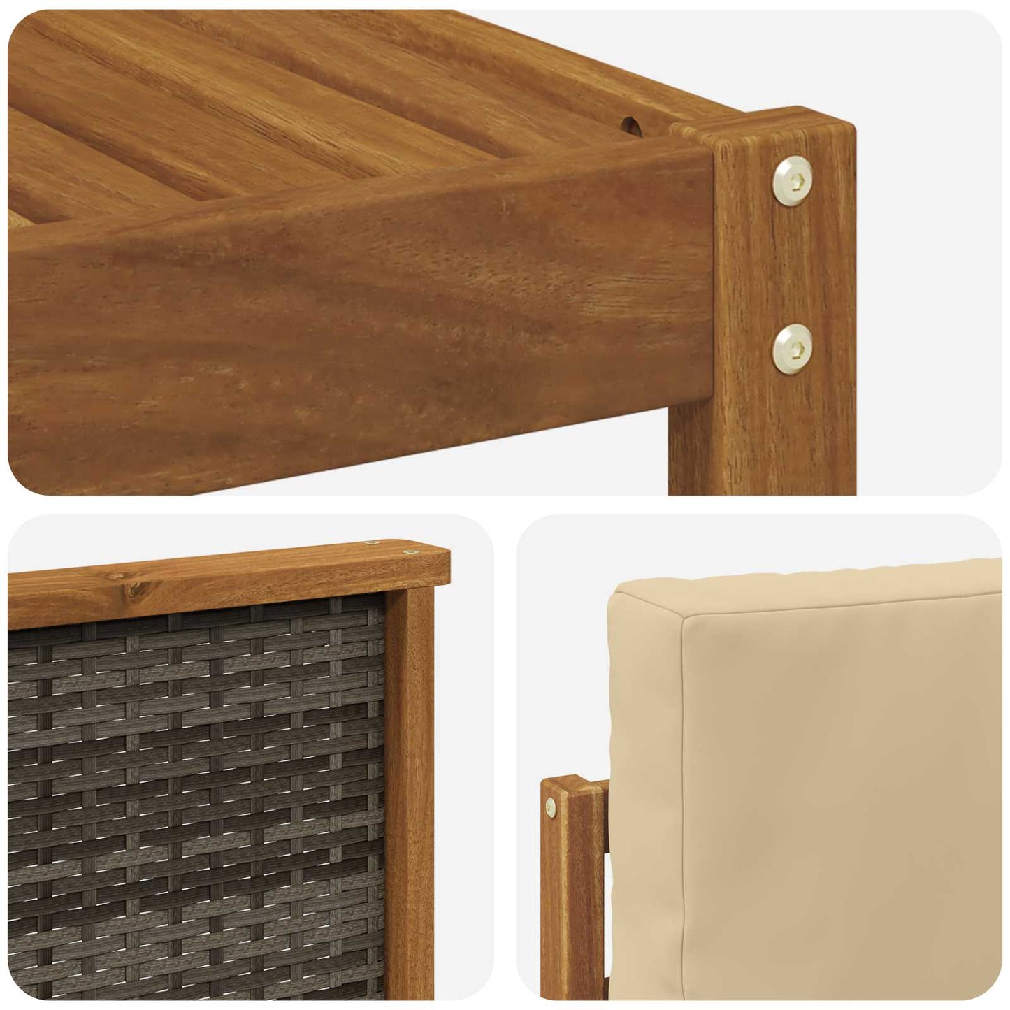 Set di divani da esterno con cuscino 8 pcs Naturale e Beige