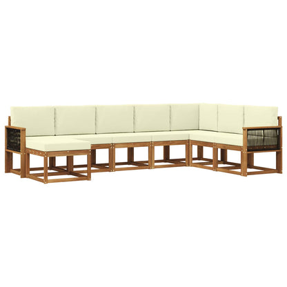 Set di divani da esterno con cuscino 8 pcs Naturale e Crema
