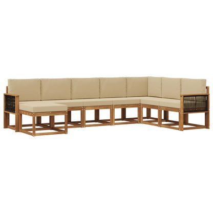 Set di divani da esterno con cuscino 8 pcs Naturale e Beige