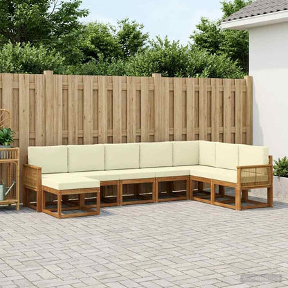 Set di divani da esterno con cuscino 8 pcs Naturale e Crema