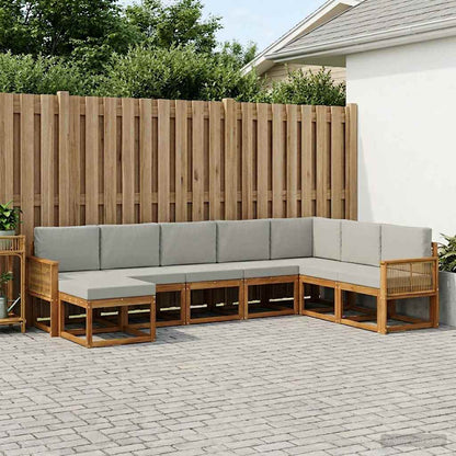 Set di divani da esterno 8 pcs Naturale e Grigio Chiaro