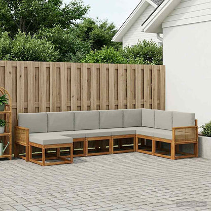 Set di divani da esterno 8 pcs Naturale e Grigio Chiaro