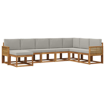 Set di divani da esterno 8 pcs Naturale e Grigio Chiaro