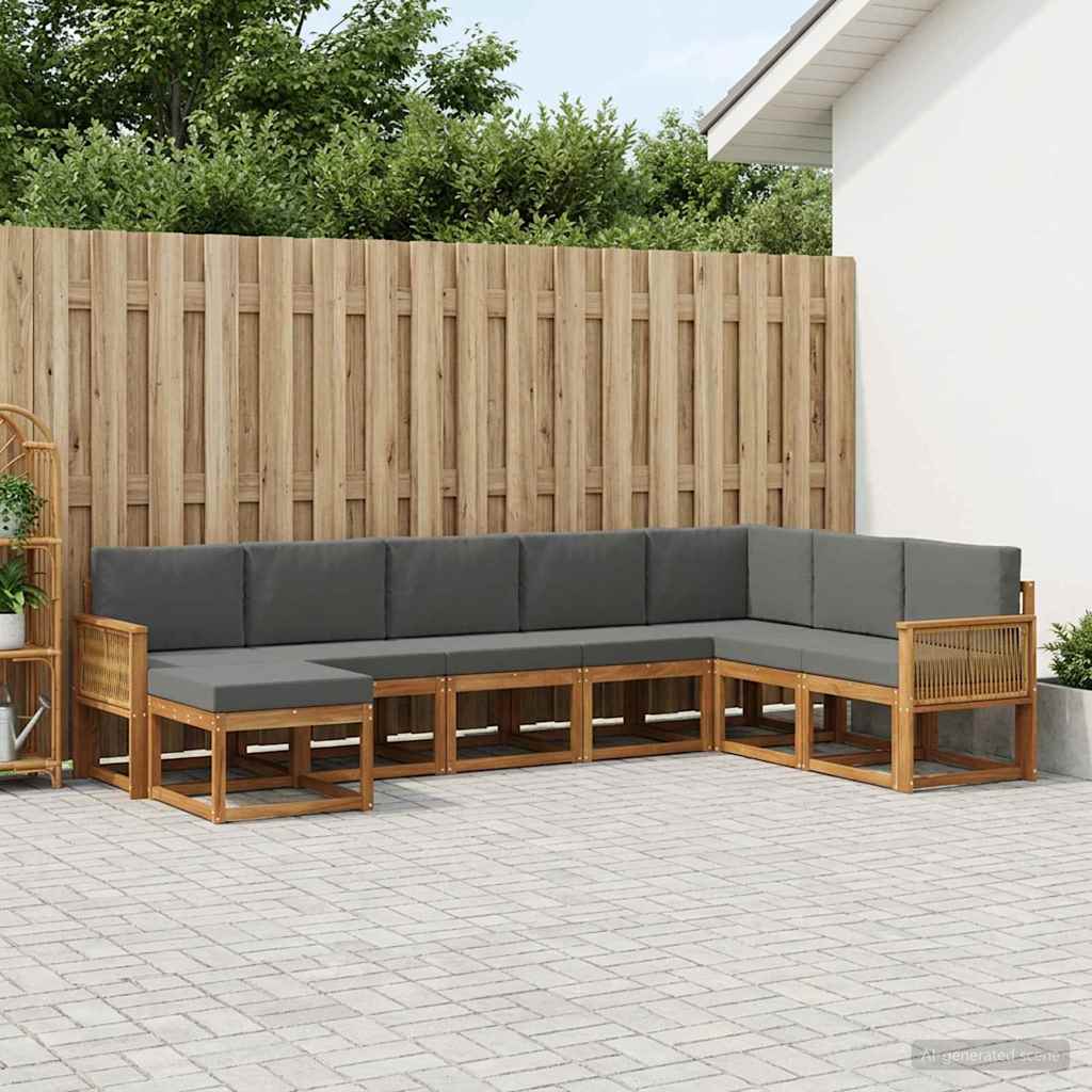 Set di divani da esterno con cuscino 8 pcs Naturale e Antracite