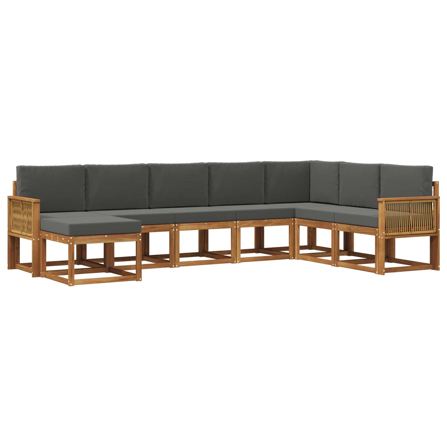 Set di divani da esterno con cuscino 8 pcs Naturale e Antracite