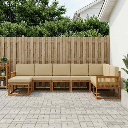 Set di divani da esterno con cuscino 8 pcs Naturale e Beige
