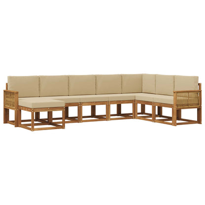 Set di divani da esterno con cuscino 8 pcs Naturale e Beige