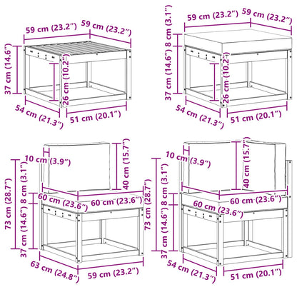 Set di divani da esterno con cuscino 9 pcs Naturale e Crema
