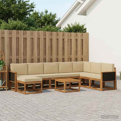 Set di divani da esterno con cuscino 9 pcs Naturale e Beige