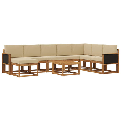 Set di divani da esterno con cuscino 9 pcs Naturale e Beige