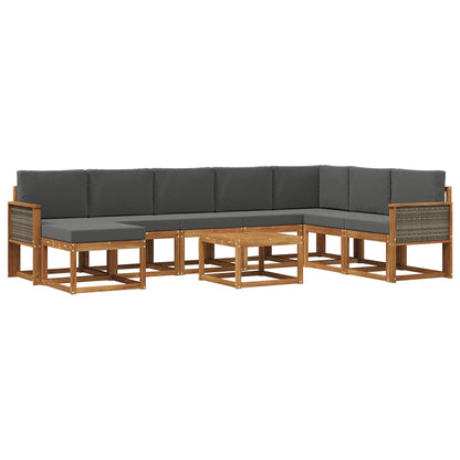 Set di divani da esterno con cuscino 9 pcs Naturale e Antracite
