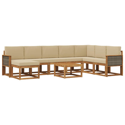 Set di divani da esterno con cuscino 9 pcs Naturale e Beige
