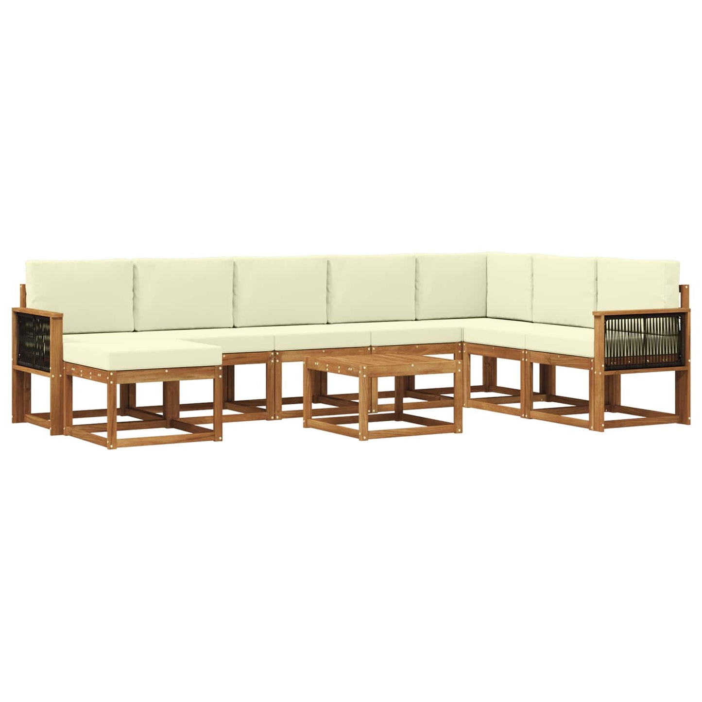 Set di divani da esterno con cuscino 9 pcs Naturale e Crema