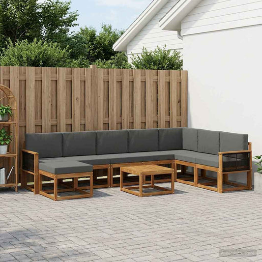 Set di divani da esterno con cuscino 9 pcs Naturale e Antracite