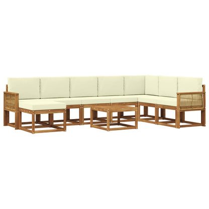 Set di divani da esterno con cuscino 9 pcs Naturale e Crema
