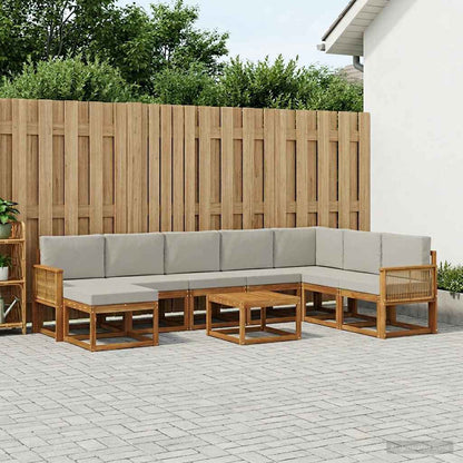 Set di divani da esterno 9 pcs Naturale e Grigio Chiaro
