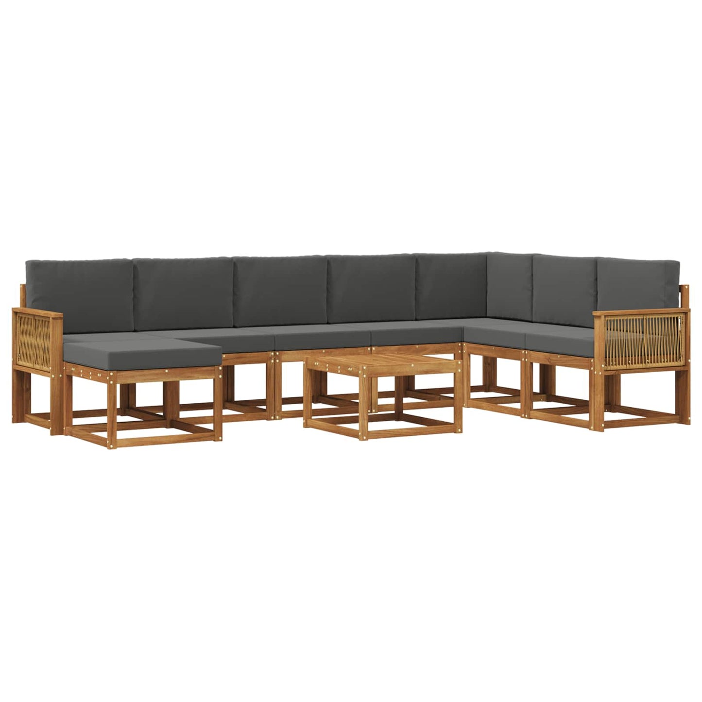 Set di divani da esterno con cuscino 9 pcs Naturale e Antracite