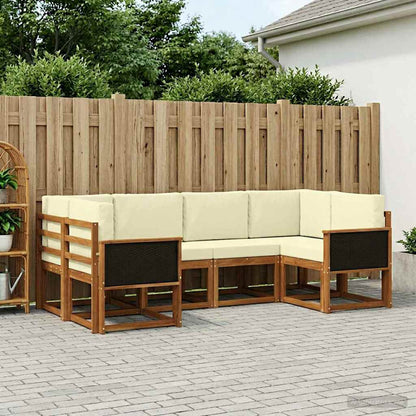Set di divani da esterno con cuscino 6 pcs Naturale e Crema
