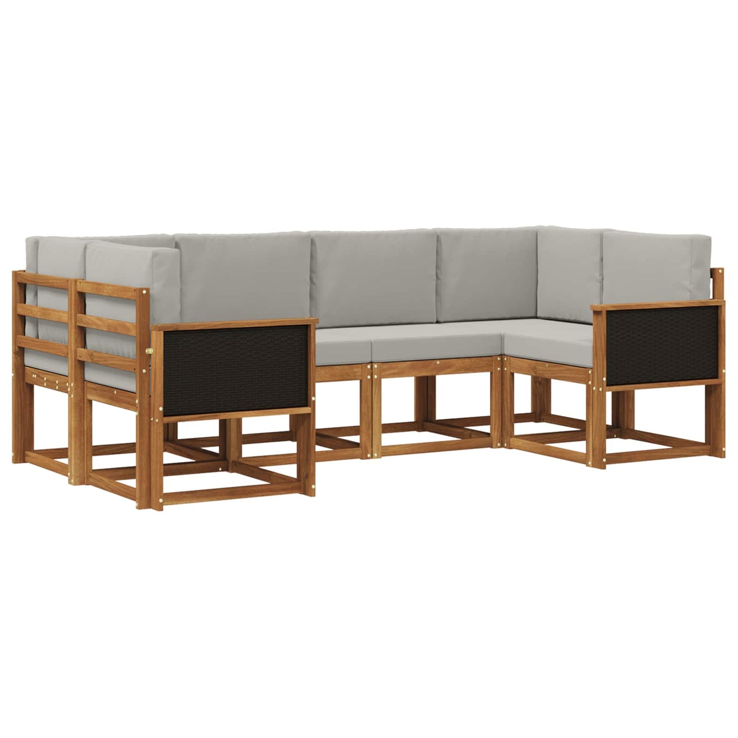 Set di divani da esterno 6 pz Naturale e Grigio Chiaro