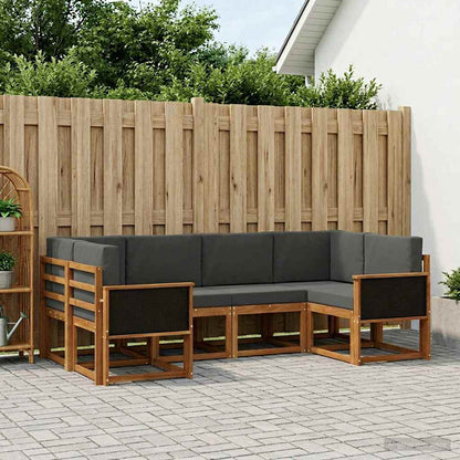 Set di divani da esterno con cuscino 6 pcs Naturale e Antracite
