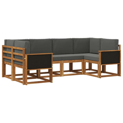 Set di divani da esterno con cuscino 6 pcs Naturale e Antracite