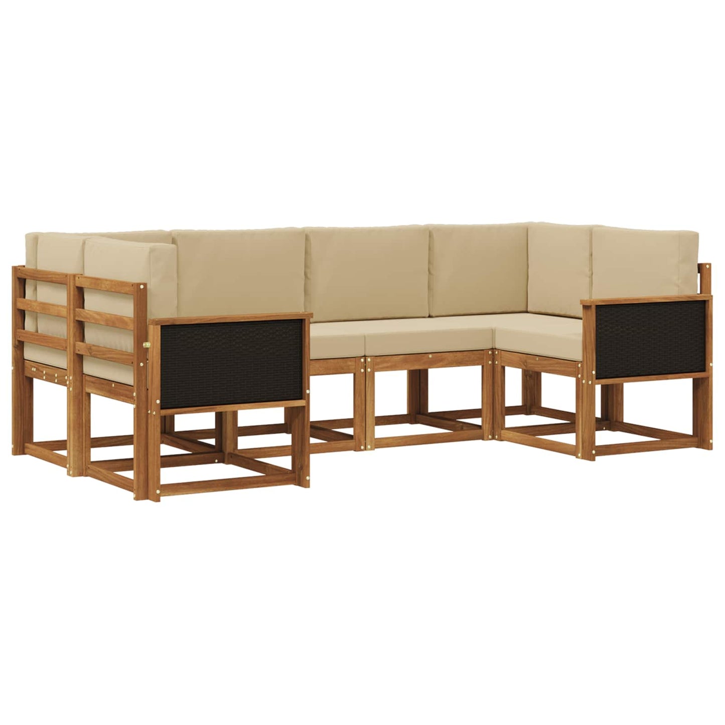 Set di divani da esterno 6 pz Naturale e Beige