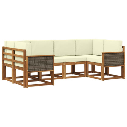 Set di divani da esterno con cuscino 6 pcs Naturale e Crema