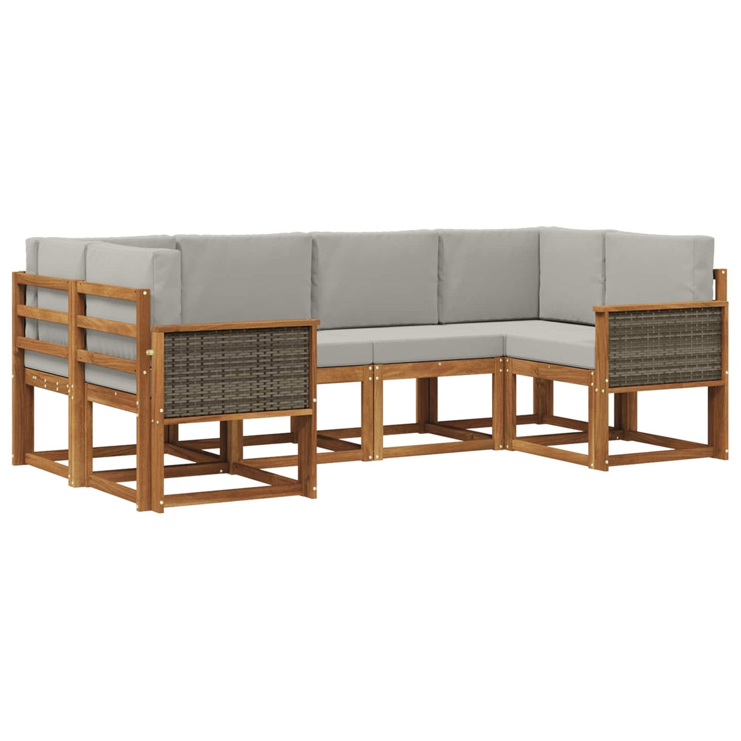 Set di divani da esterno 6 pcs Naturale e Grigio Chiaro