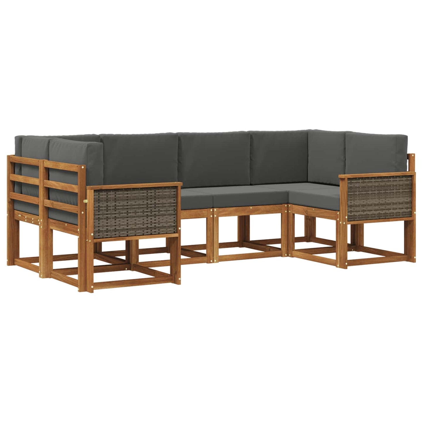 Set di divani da esterno con cuscino 6 pcs Naturale e Antracite