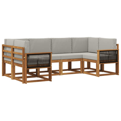 Set di divani da esterno 6 pcs Naturale e Grigio Chiaro