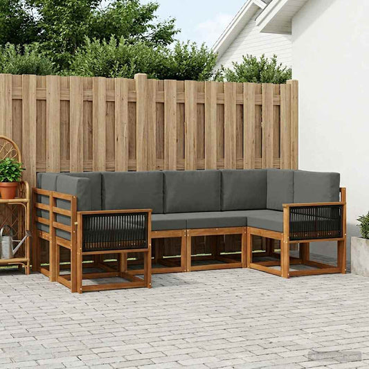 Set di divani da esterno con cuscino 6 pcs Naturale e Antracite