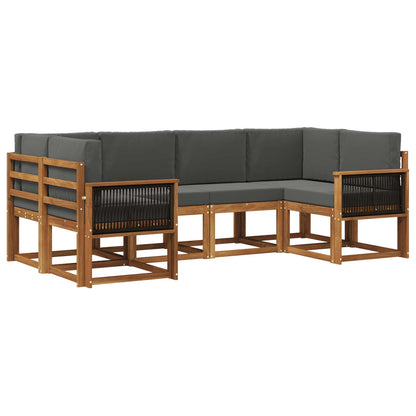 Set di divani da esterno 6 pz Naturale e Antracite