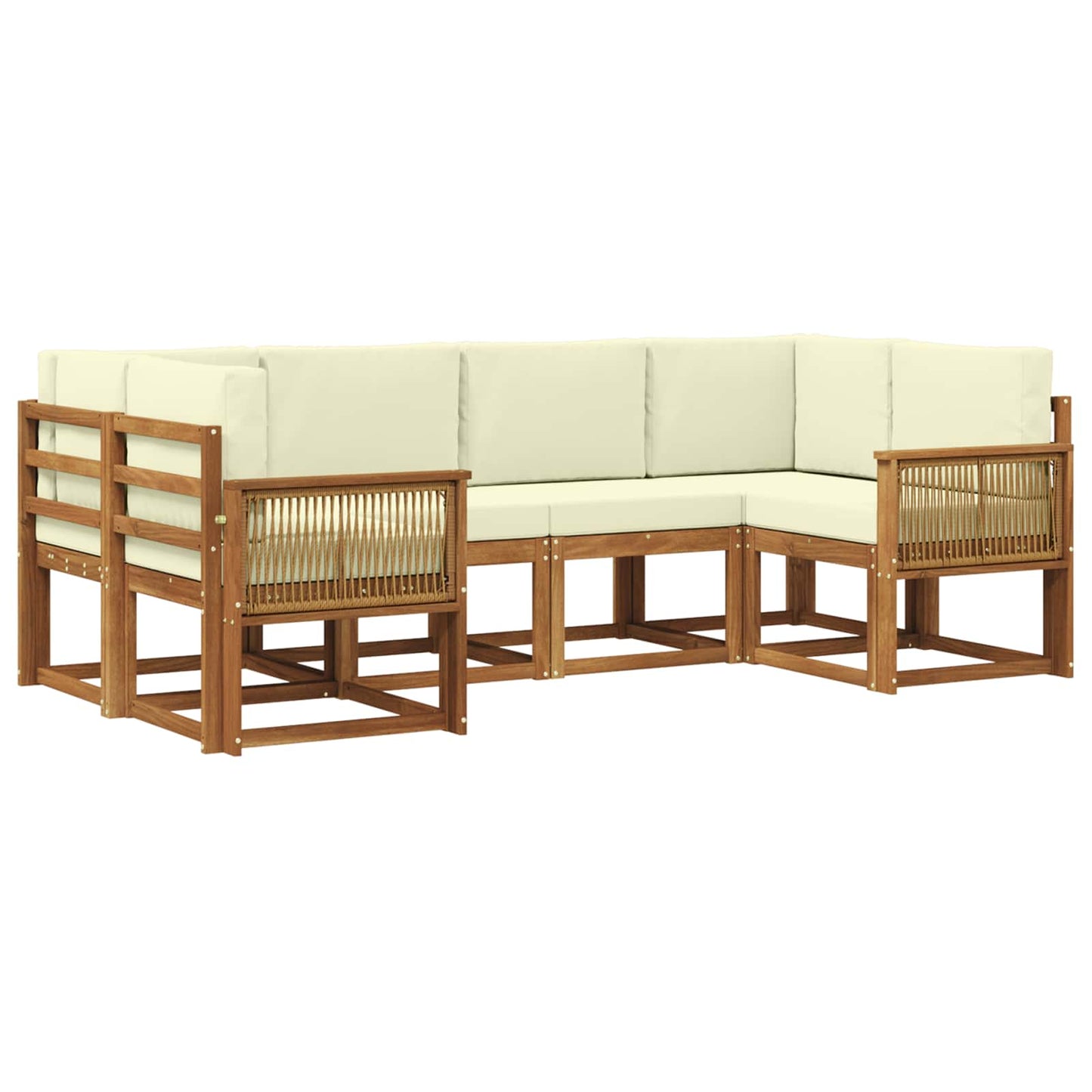Set di divani da esterno con cuscino 6 pcs Naturale e Crema