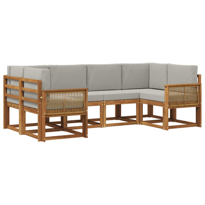Set di divani da esterno 6 pcs Naturale e Grigio Chiaro