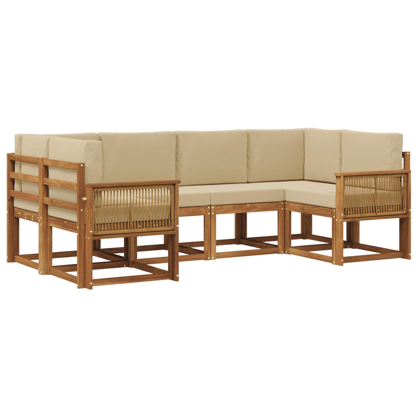 Set di divani da esterno con cuscino 6 pcs Naturale e Beige