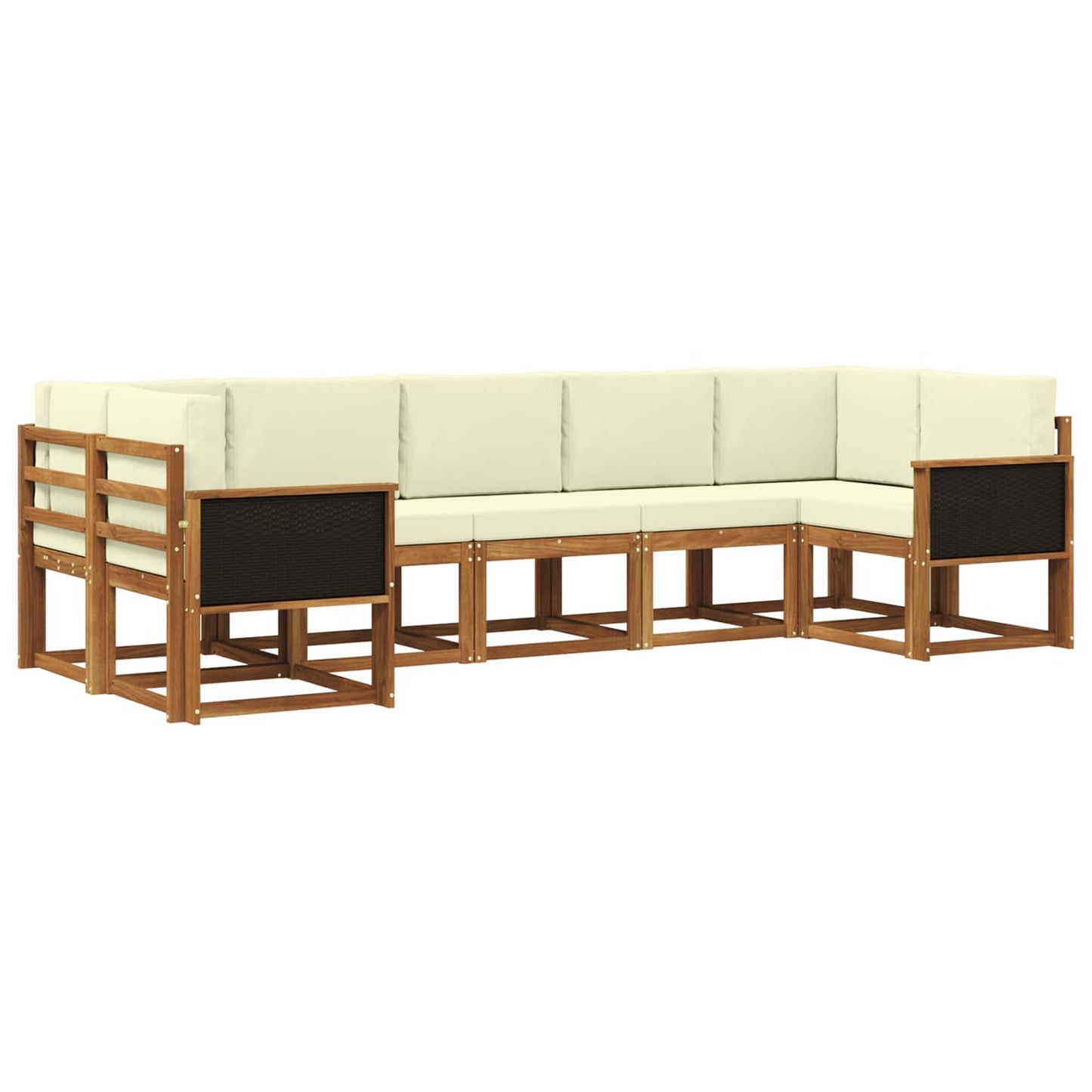 Set di divani da esterno 7 pz Naturale e Crema