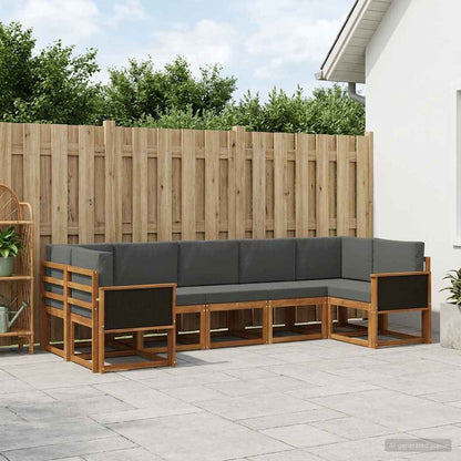 Set di divani da esterno con cuscino 7 pcs Naturale e Antracite