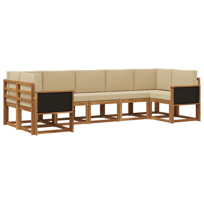 Set di divani da esterno 7 pz Naturale e Beige