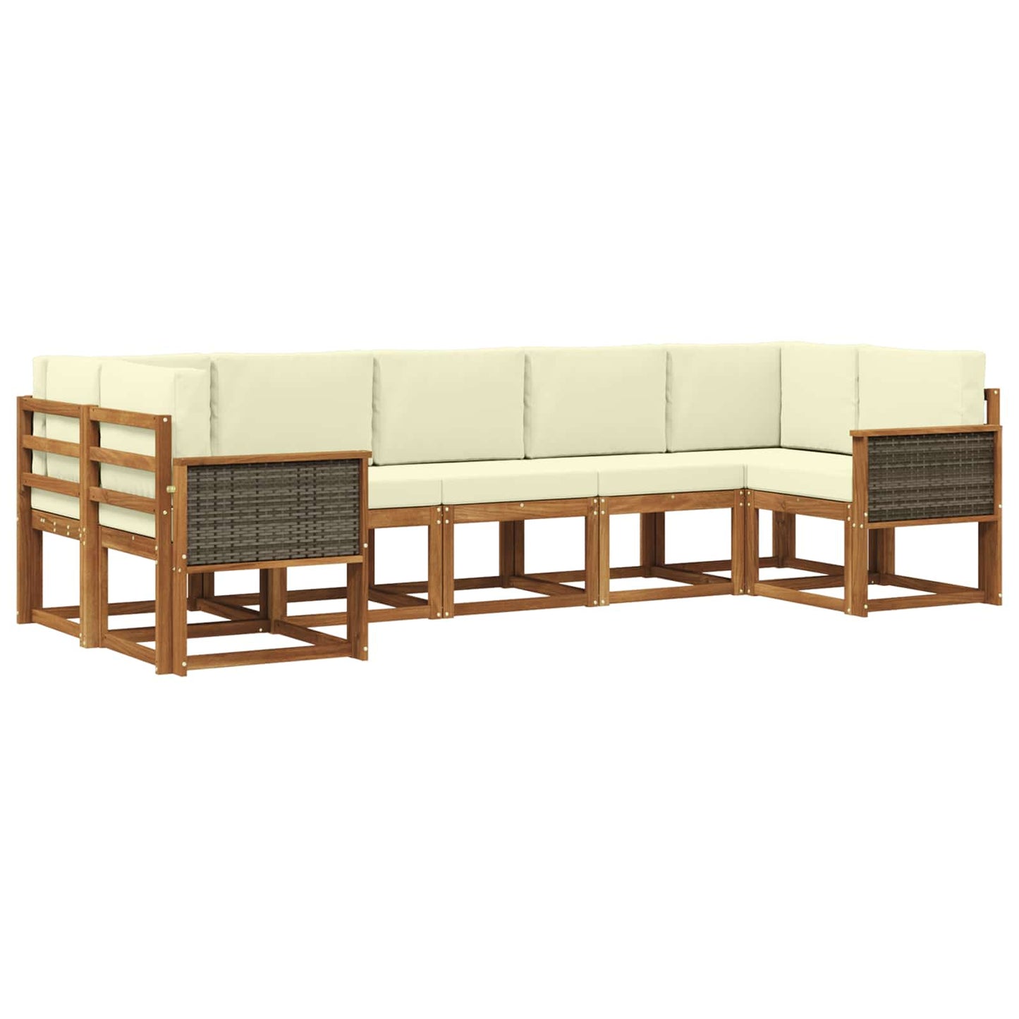 Set di divani da esterno con cuscino 7 pcs Naturale e Crema