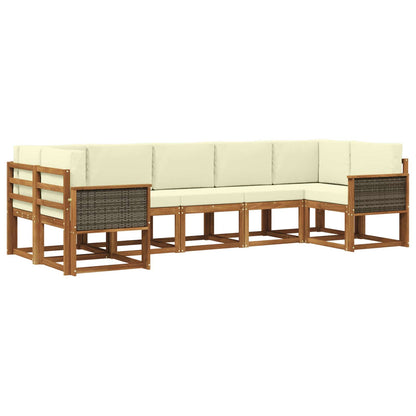 Set di divani da esterno con cuscino 7 pcs Naturale e Crema