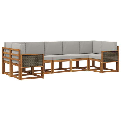 Set di divani da esterno 7 pcs Naturale e Grigio Chiaro