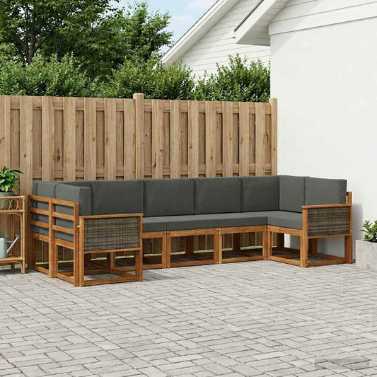 Set di divani da esterno con cuscino 7 pcs Naturale e Antracite