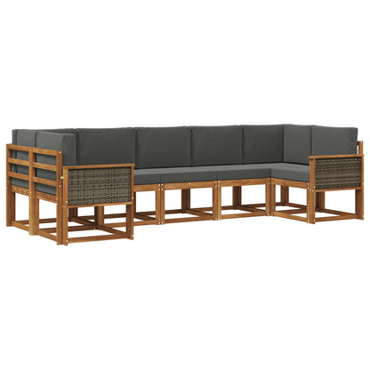 Set di divani da esterno con cuscino 7 pcs Naturale e Antracite