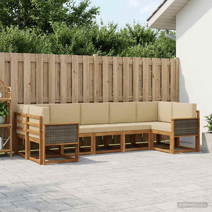 Set di divani da esterno con cuscino 7 pcs Naturale e Beige