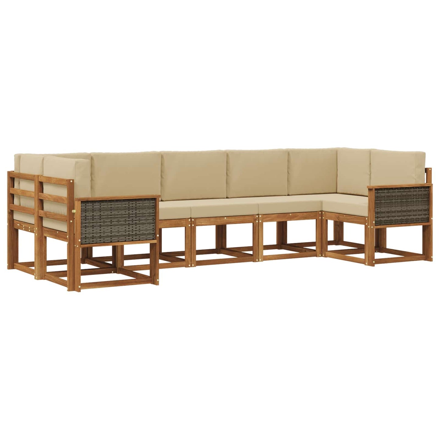 Set di divani da esterno con cuscino 7 pcs Naturale e Beige