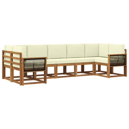 Set di divani da esterno 7 pz Naturale e Crema