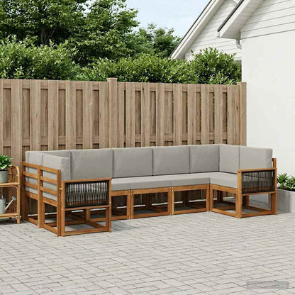 Set di divani da esterno 7 pcs Naturale e Grigio Chiaro